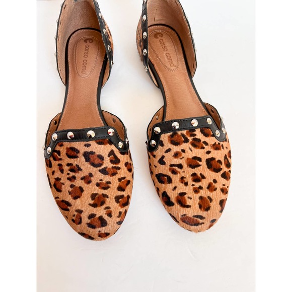CORSO COMO Women's Brown/Black Calf Hair Leather Leopard Studded Flats size 8.5 - Picture 3 of 13